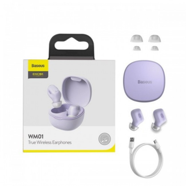Беспроводные Bluetooth наушники Baseus Encok True Wireless Earphones WM01 Purple — изображение 8