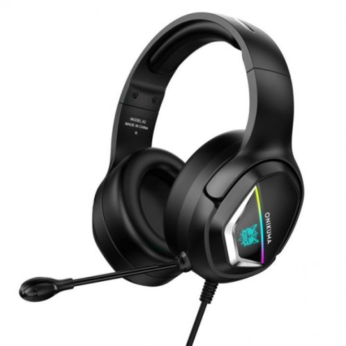 Игровые наушники для пк с микрофоном и подсветкой проводные Onikuma X2 Black