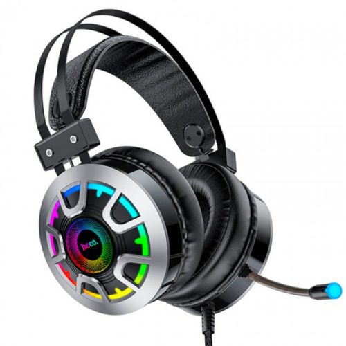 Игровые наушники для ПК с микрофоном проводные Hoco ESD05 Gaming headphones Hi-Res с подсветкой Black