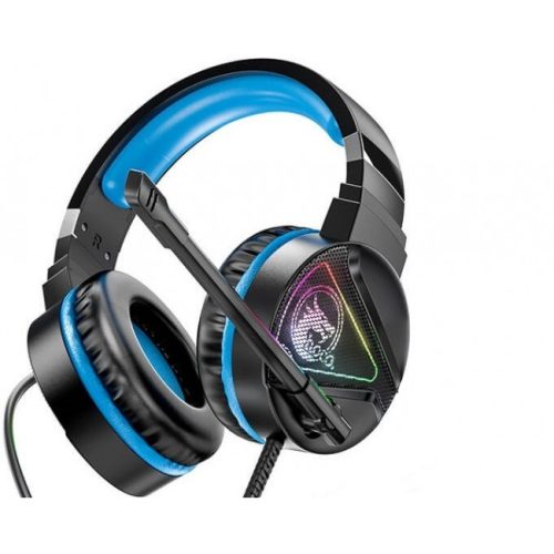 Игровые наушники для ПК с микрофоном проводные Hoco W104 Drift gaming headphones с подсветкой Black-blue