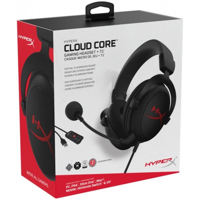 Игровые наушники с микрофоном (гарнитура) HyperX Cloud Core Black (HX-HSCC-2-BK/WW) — изображение 5