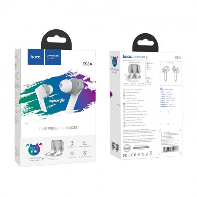 Bluetooth наушники Hoco ES34 TWS White — изображение 3