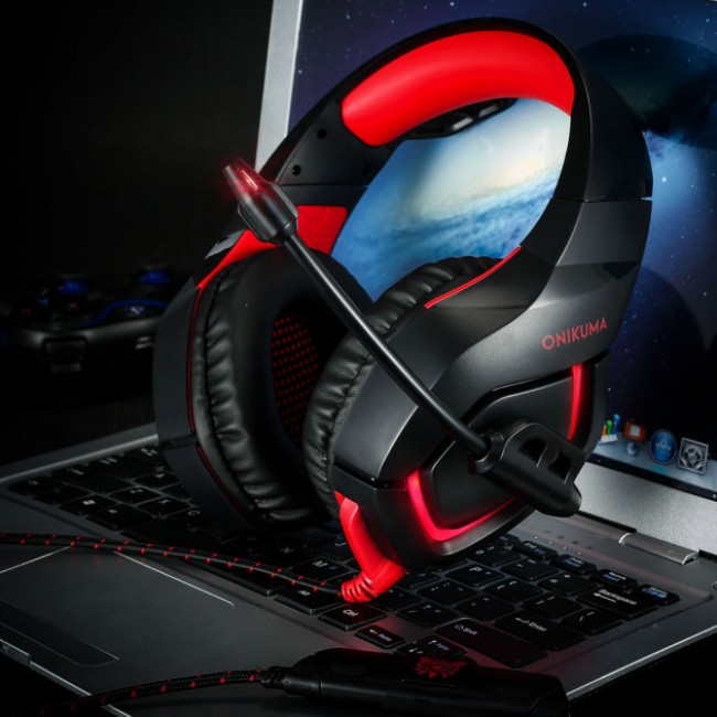 Наушники игровые Onikuma K1-B с микрофоном Black-Red — изображение 3