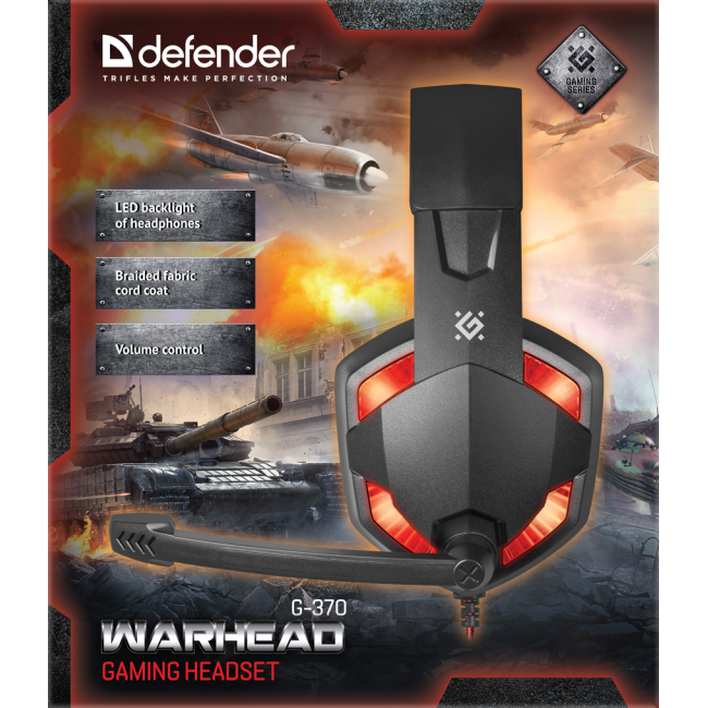 Игровая гарнитура для ПК или ноутбука с подсветкой Defender Warhead G-370 Black-Red (64037) — изображение 5