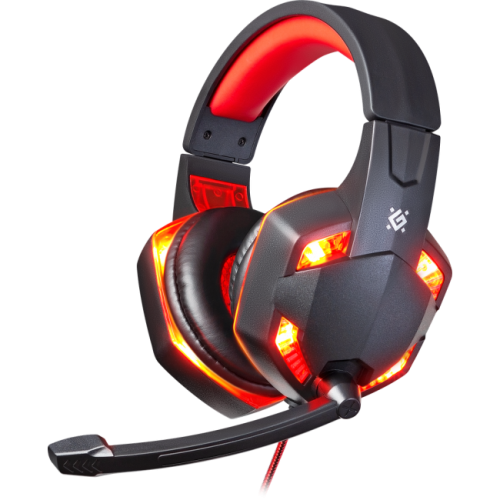 Игровая гарнитура для ПК или ноутбука с подсветкой Defender Warhead G-370 Black-Red (64037)