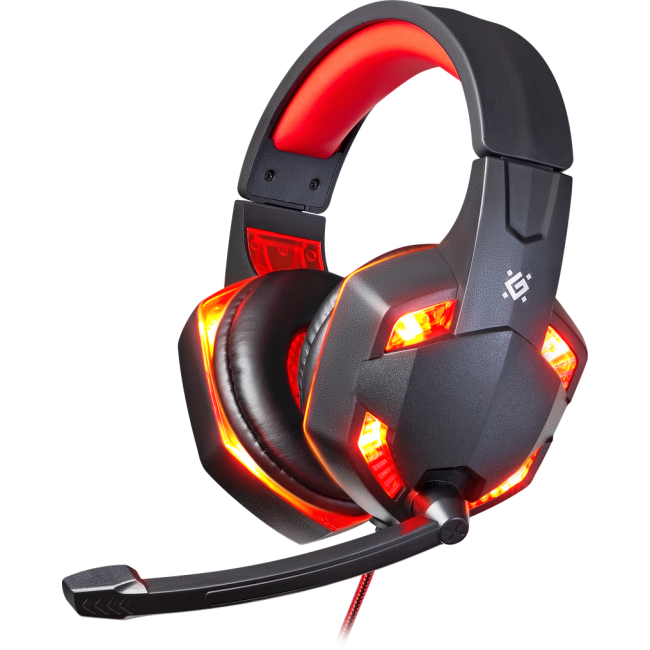 Игровая гарнитура для ПК или ноутбука с подсветкой Defender Warhead G-370 Black-Red (64037)