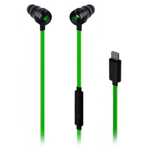 Игровые наушники с микрофоном (гарнитура) для iPhone с Lightning коннектором Razer Hammerhead for iOS Black/Green (RZ04-02090100-R3G1)