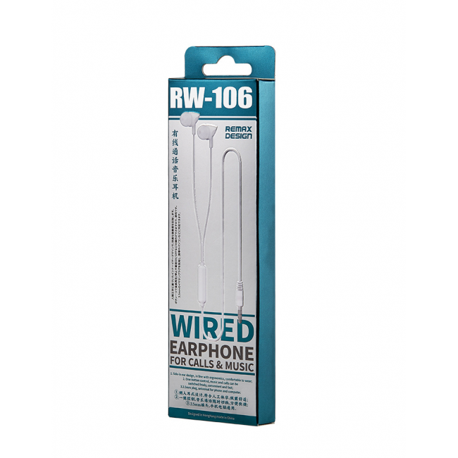 Наушники Remax RW-106 Wired Earphone White — изображение 3
