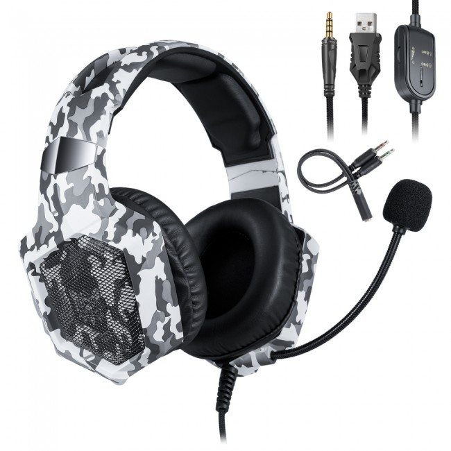 Наушники игровые Onikuma K8 с микрофоном Camo White