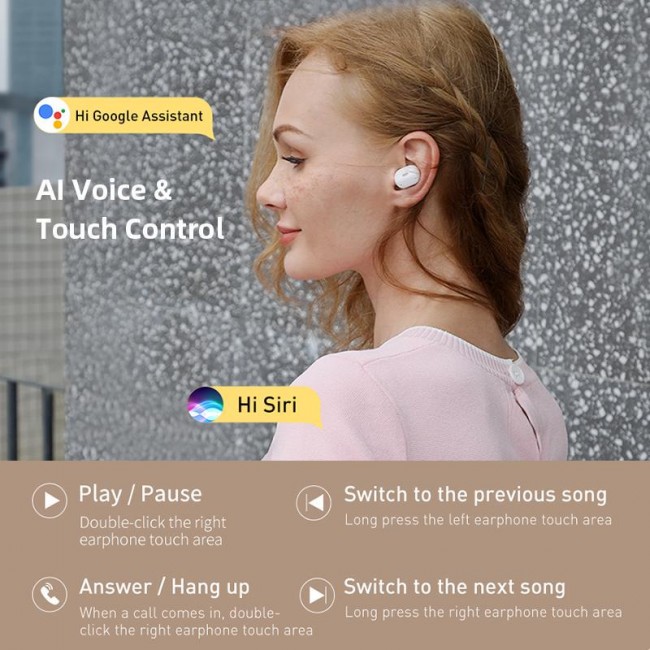 Беспроводные Bluetooth наушники Baseus Encok True Wireless Earphones WM01 Plus White — изображение 5