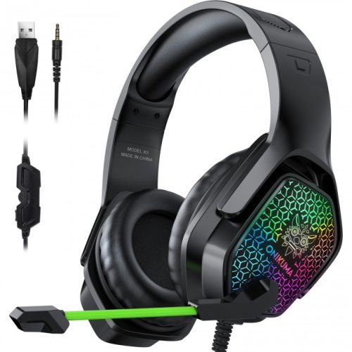 Игровые наушники для ПК с микрофоном и подсветкой Onikuma X3 Black