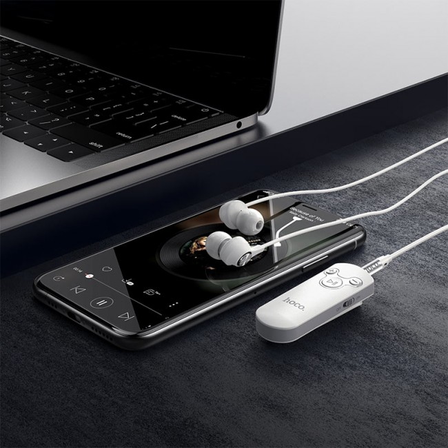 Bluetooth аудио ресивер (адаптер) с наушниками Hoco E52 White — изображение 4