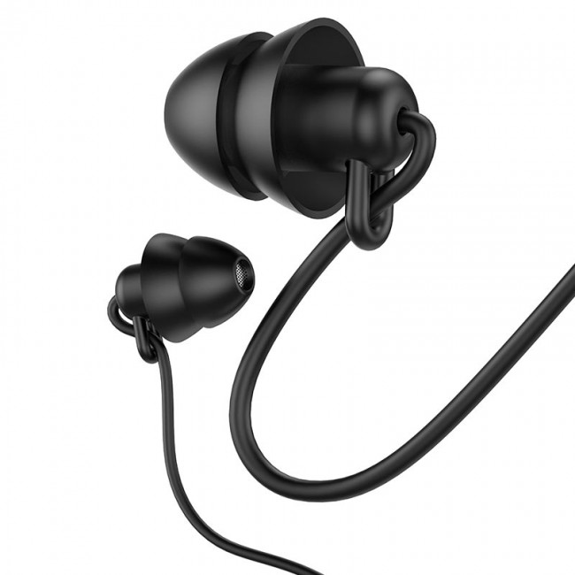 Наушники для сна проводные для телефона Hoco M81 с микрофоном (3.5mm Jack 4-pin) Black — изображение 2