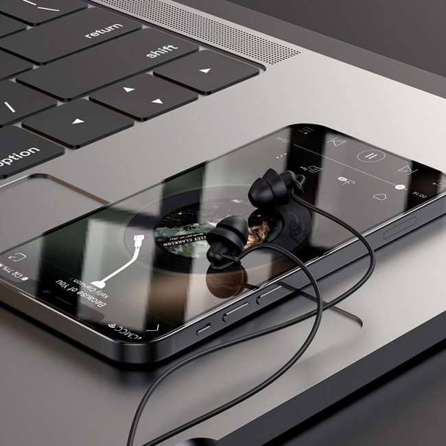 Наушники для сна проводные для телефона Hoco M81 с микрофоном (3.5mm Jack 4-pin) Black — изображение 3