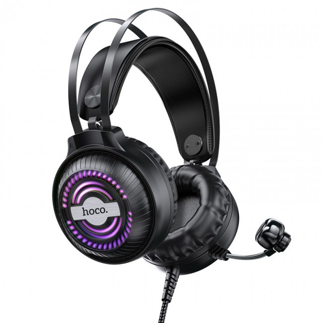 Наушники игровые проводные Hoco W101 Touring gaming headset с микрофоном и подсветкой Black — изображение 8