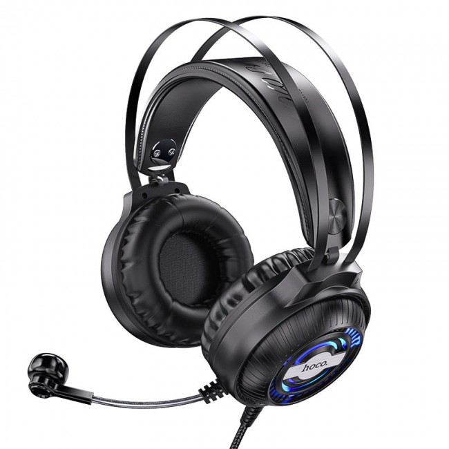 Наушники игровые проводные Hoco W101 Touring gaming headset с микрофоном и подсветкой Black — изображение 3
