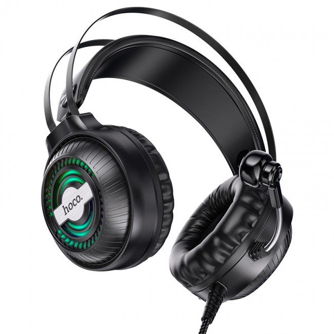 Наушники игровые проводные Hoco W101 Touring gaming headset с микрофоном и подсветкой Black — изображение 4