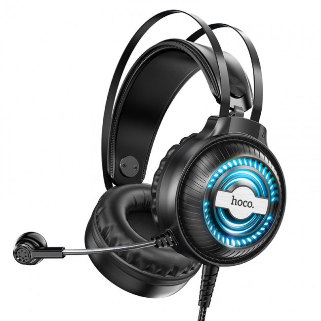 Наушники игровые проводные Hoco W101 Touring gaming headset с микрофоном и подсветкой Black