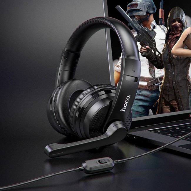 Игровые наушники для ПК с микрофоном Hoco W103 Magic tour gaming headphones Black — изображение 5