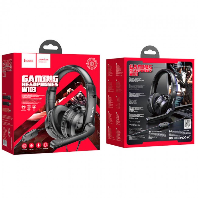 Игровые наушники для ПК с микрофоном Hoco W103 Magic tour gaming headphones Black — изображение 7