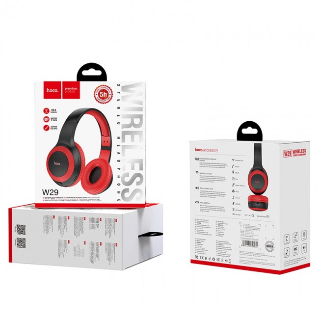 Накладные Bluetooth наушники Hoco W29 Outstanding Red — изображение 4