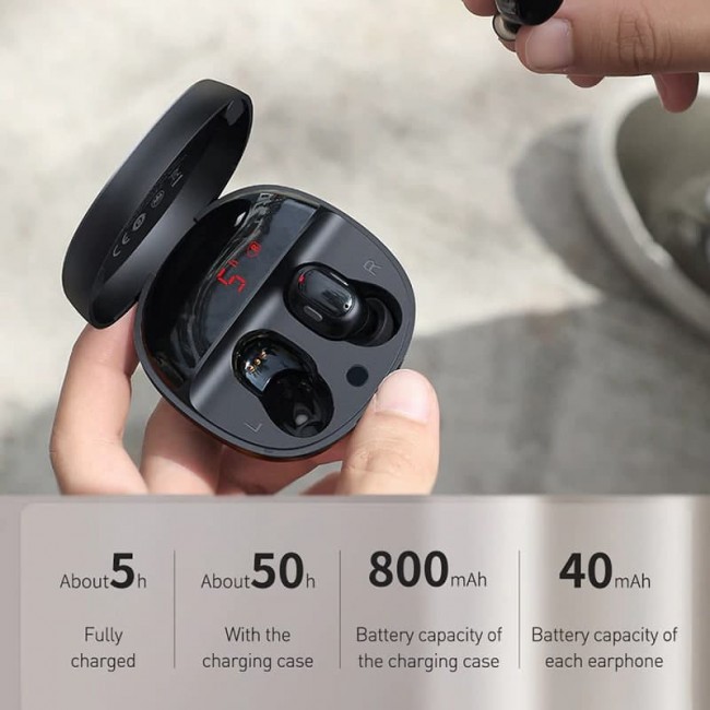 Беспроводные Bluetooth наушники Baseus Encok True Wireless Earphones WM01 Plus Black — изображение 2