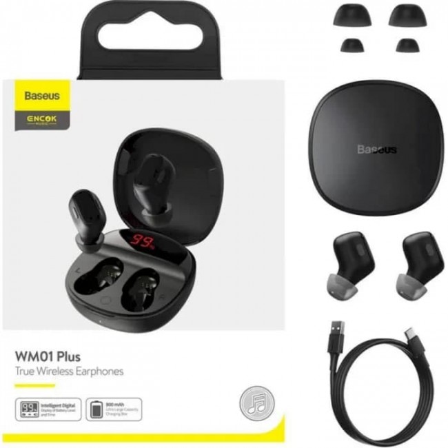 Беспроводные Bluetooth наушники Baseus Encok True Wireless Earphones WM01 Plus Black — изображение 6