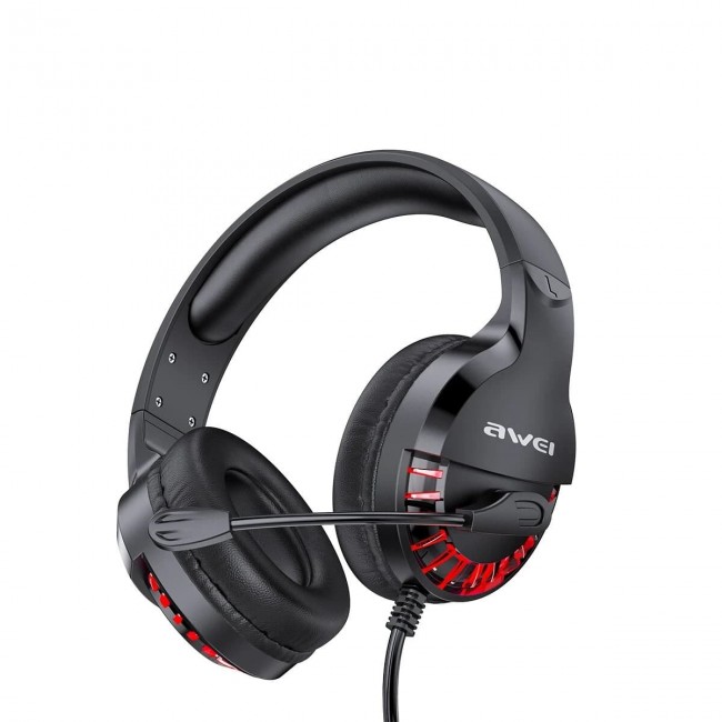 Наушники игровые для ПК с микрофоном и подсветкой проводные Awei ES-770I Black — изображение 2