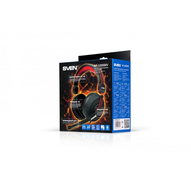 Игровые наушники для ПК с микрофоном проводные Sven AP-G888MV Black-Red — изображение 4