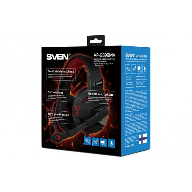 Игровые наушники для ПК с микрофоном проводные Sven AP-G890MV Black-Red — изображение 4