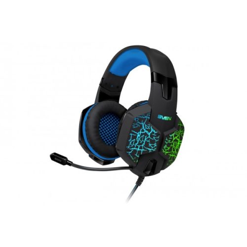 Игровые наушники для ПК с микрофоном и подсветкой проводные Sven AP-U980MV (7.1 USB) Black-Blue