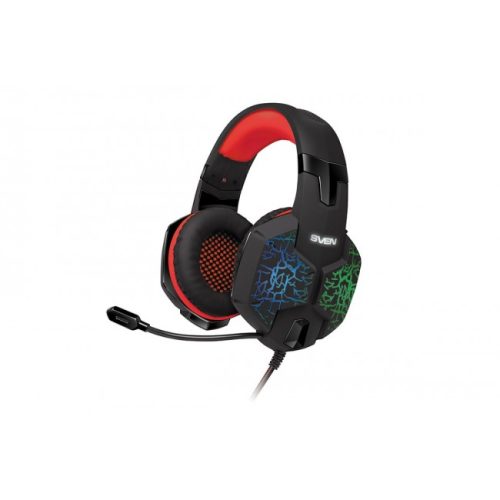 Игровые наушники для ПК с микрофоном и подсветкой проводные Sven AP-U988MV (7.1 USB) Black-Red